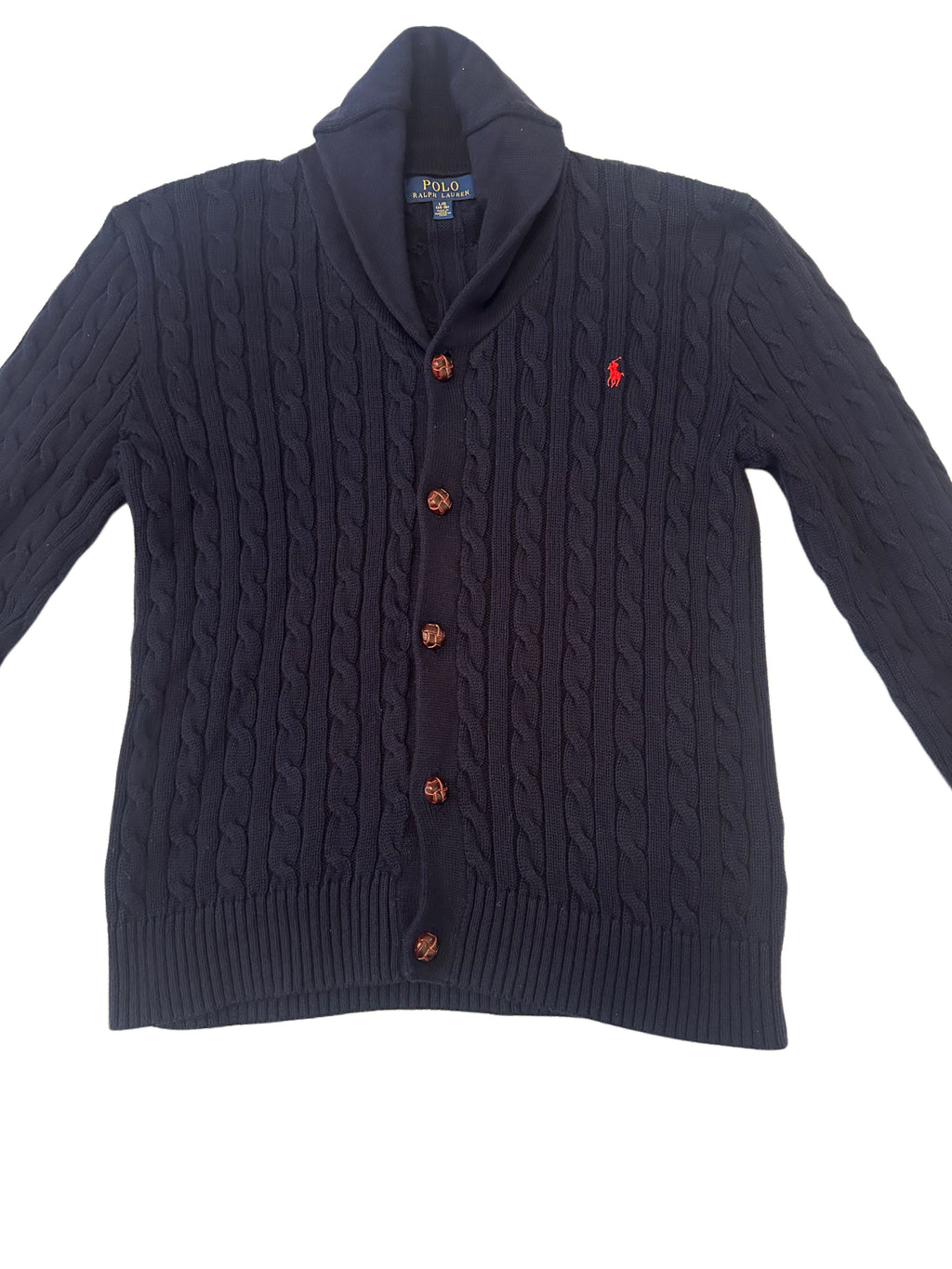 Polo Ralph Lauren Navy Cable-Knit Shawl Collar Cardigan