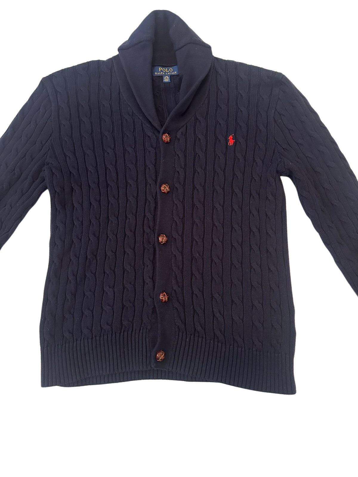 Polo Ralph Lauren Navy Cable-Knit Shawl Collar Cardigan