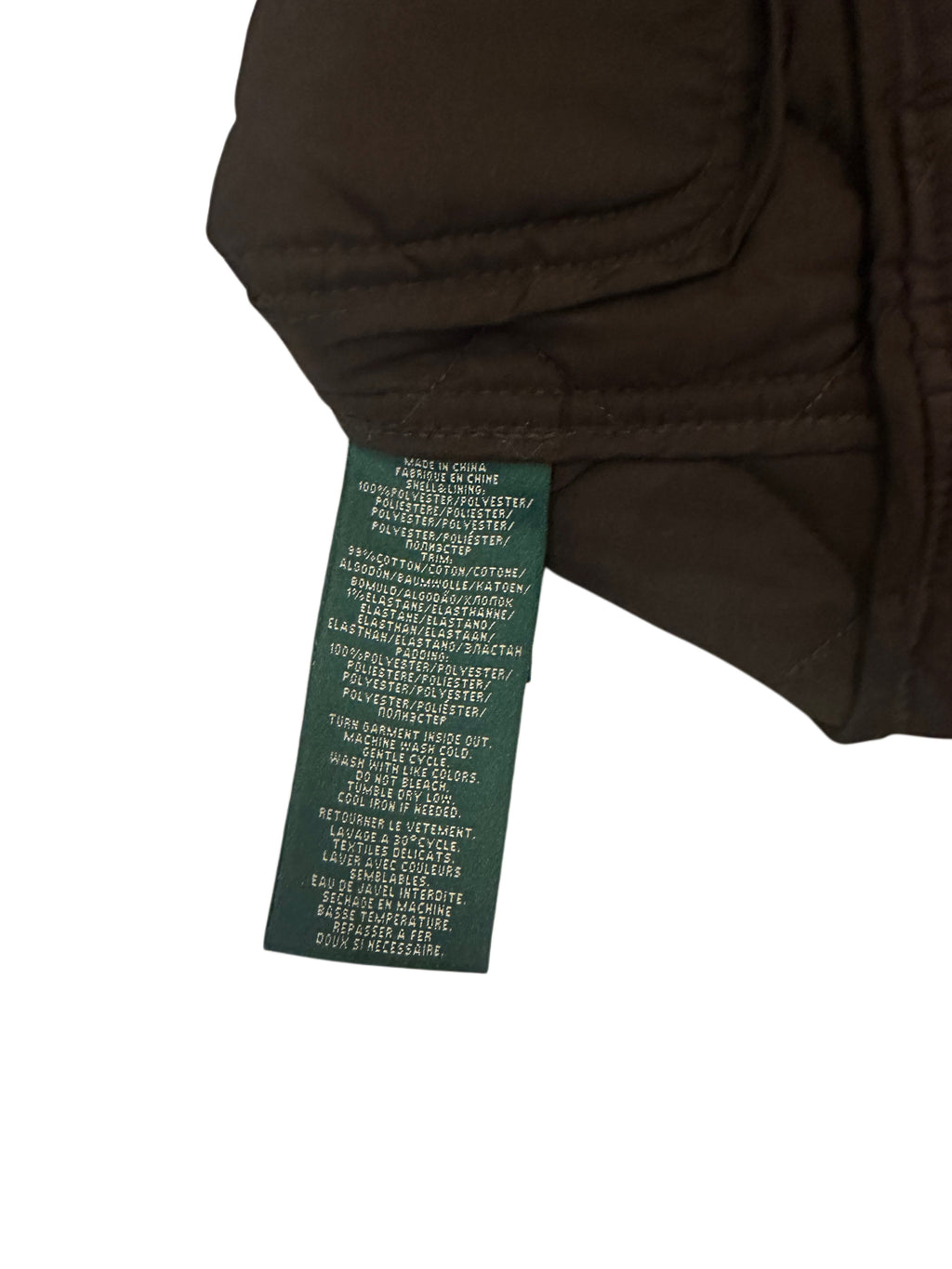 Lauren Ralph Lauren Brown Quilted Jacket | Corduroy Collar | Equestrian Barn Style