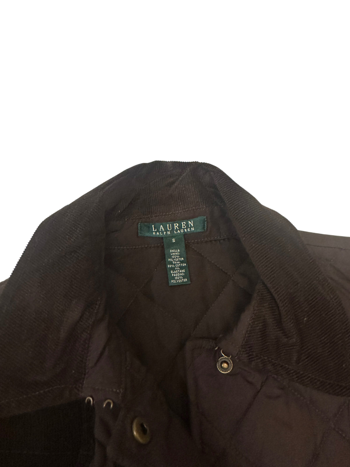 Lauren Ralph Lauren Brown Quilted Jacket | Corduroy Collar | Equestrian Barn Style