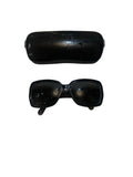 Chanel 5221 Black Square Sunglasses with Tweed-Effect Arms & Case