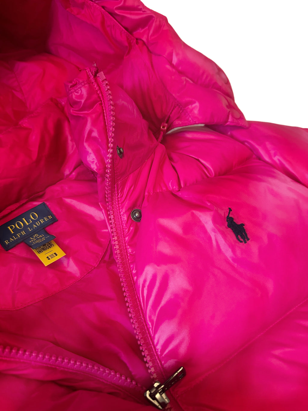 Polo Ralph Lauren Girls Hot Pink Hooded Down Puffer Jacket