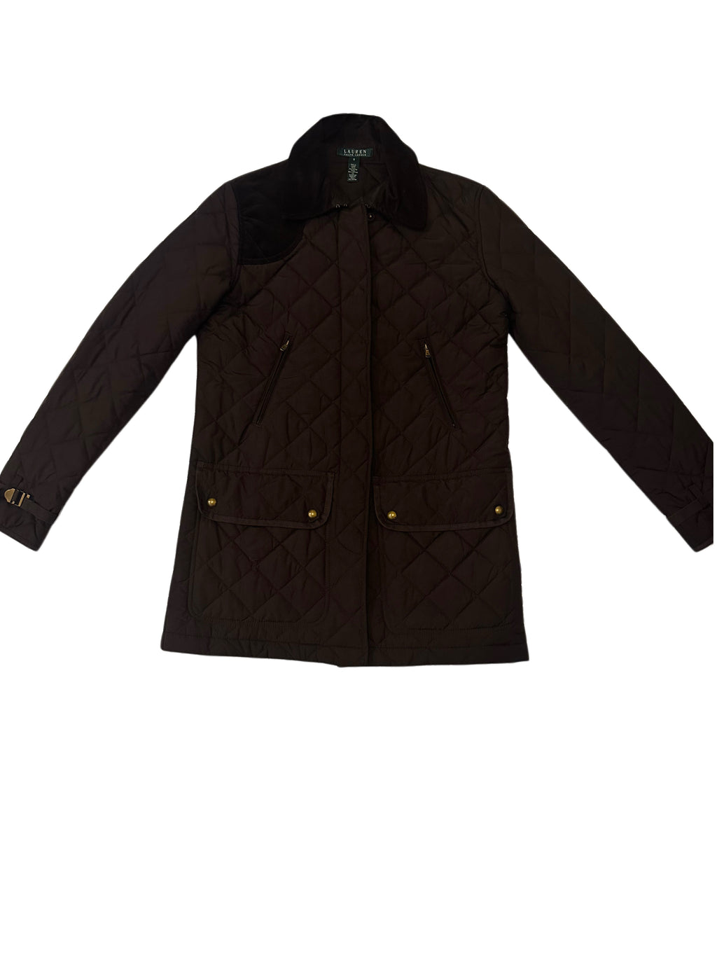 Lauren Ralph Lauren Brown Quilted Jacket | Corduroy Collar | Equestrian Barn Style
