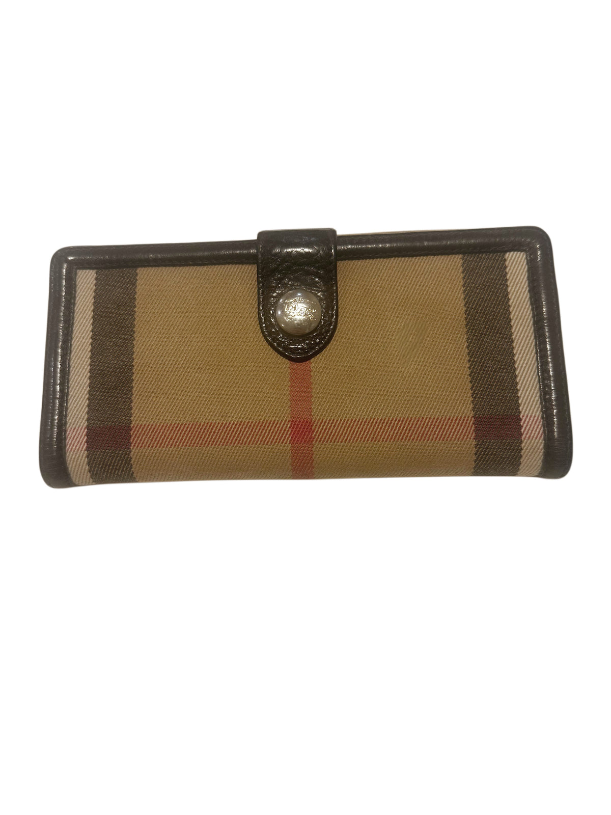 Vintage Burberry Nova Check Buckle Flap Wallet – Beige & Brown Leather