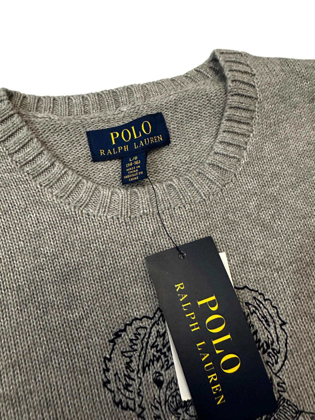 Polo Ralph Lauren Grey Polo Bear Knit Sweater