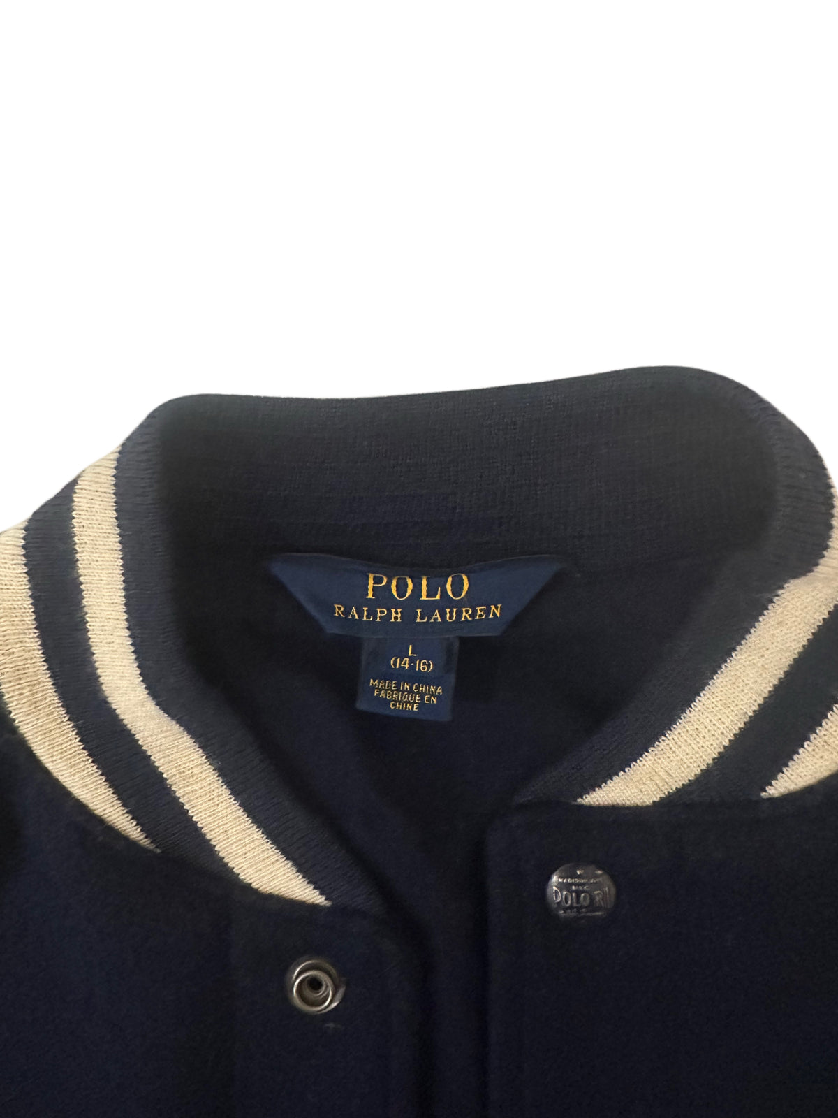 Vintage Polo Ralph Lauren Navy Wool Varsity Jacket | Big Pony Bomber