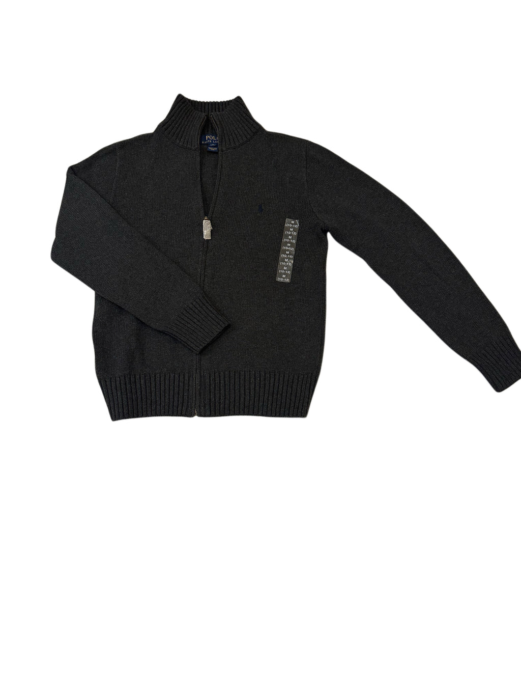 Polo Ralph Lauren Charcoal Grey Full-Zip Knit Sweater