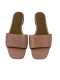 Lauren Ralph Lauren Pink Leather Slide Sandals with RL Logo