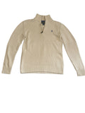 Polo Ralph Lauren Cream Cotton Chunky Knit Quarter-Zip Sweater