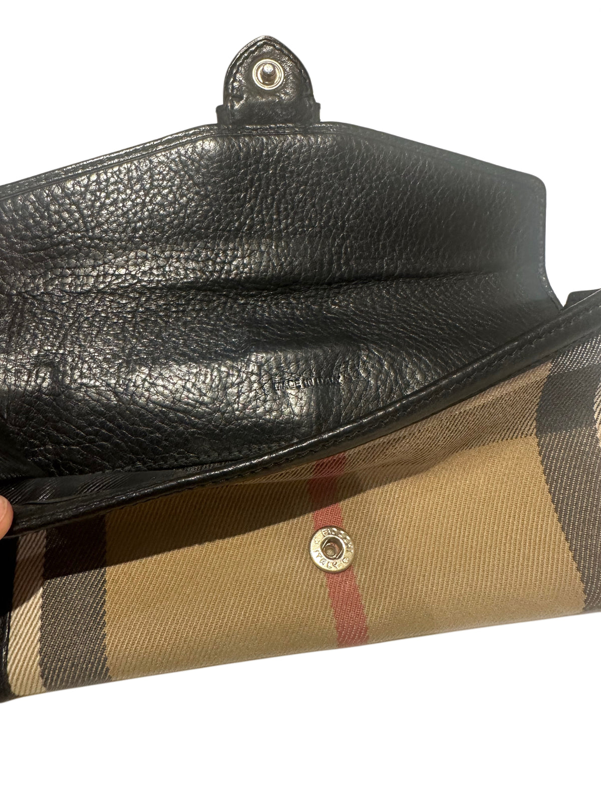 Vintage Burberry Nova Check Buckle Flap Wallet – Beige & Brown Leather