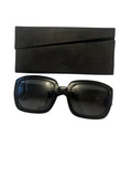 Christian Dior Black Oversized Square Sunglasses Gold CD Logo Temples