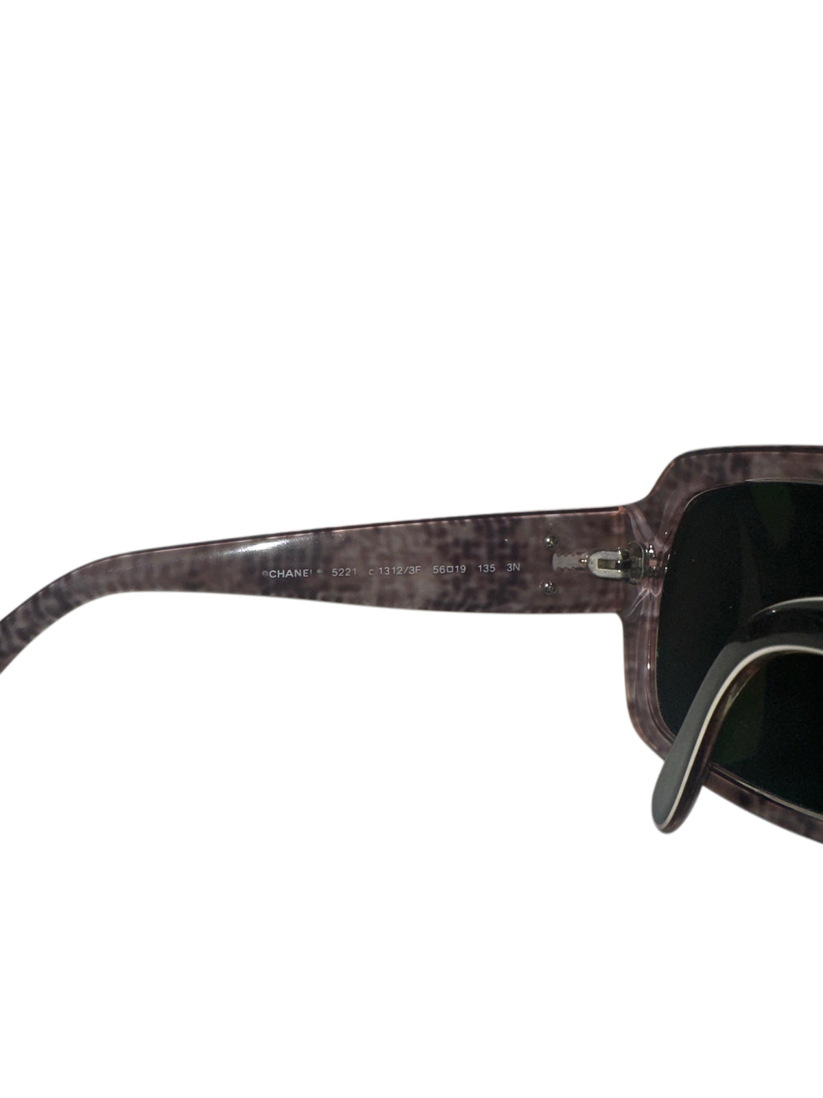 Chanel 5221 Black Square Sunglasses with Tweed-Effect Arms & Case