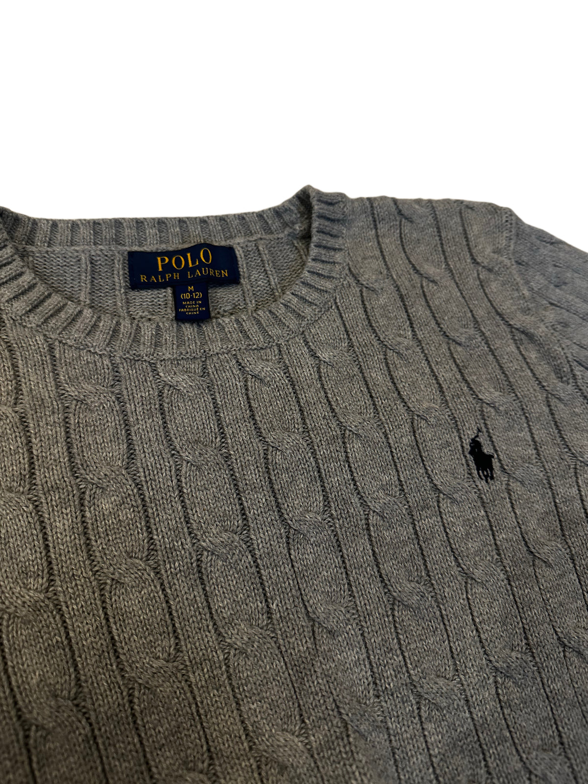 Polo Ralph Lauren Grey Cable-Knit Crew Neck Sweater