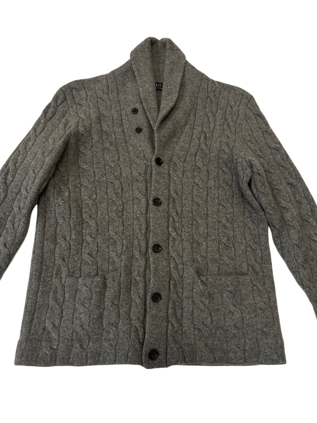 Polo Ralph Lauren Grey Cable Knit Shawl Collar Cardigan |