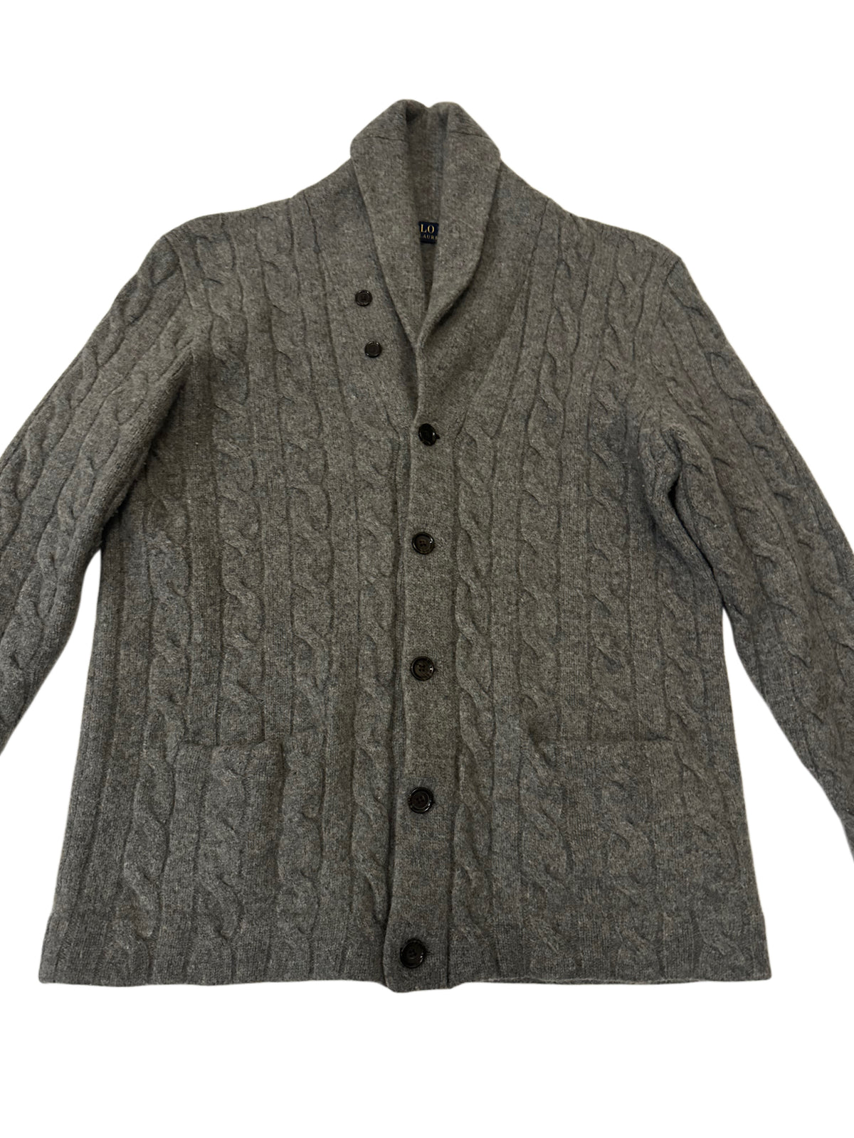 Polo Ralph Lauren Grey Cable Knit Shawl Collar Cardigan |