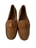 Lauren Ralph Lauren Tan Suede Loafers with Gold RL Logo