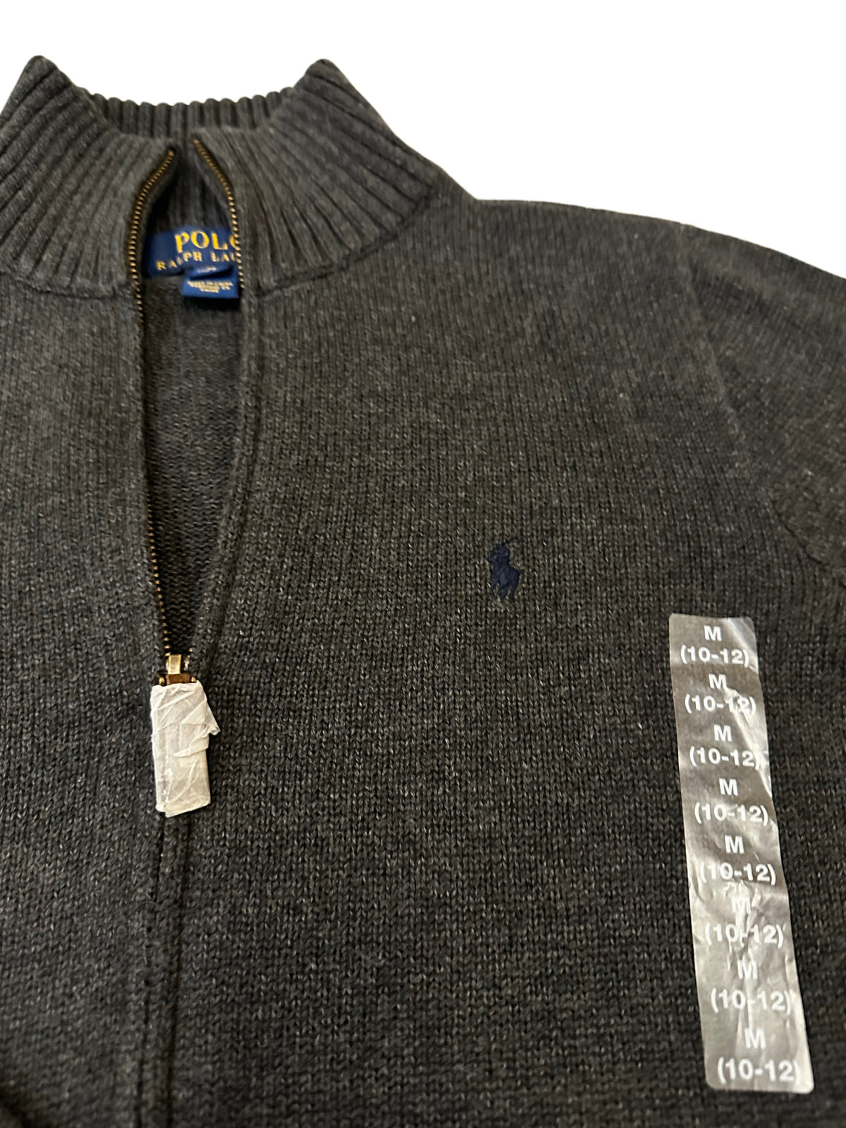 Polo Ralph Lauren Charcoal Grey Full-Zip Knit Sweater