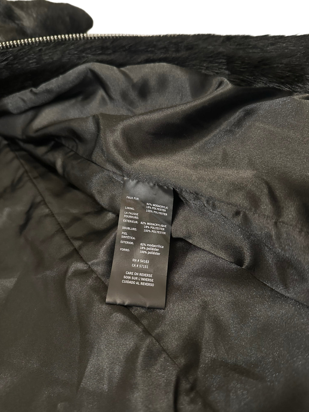 Karl Lagerfeld Paris Black Faux Fur Zip-Up Coat