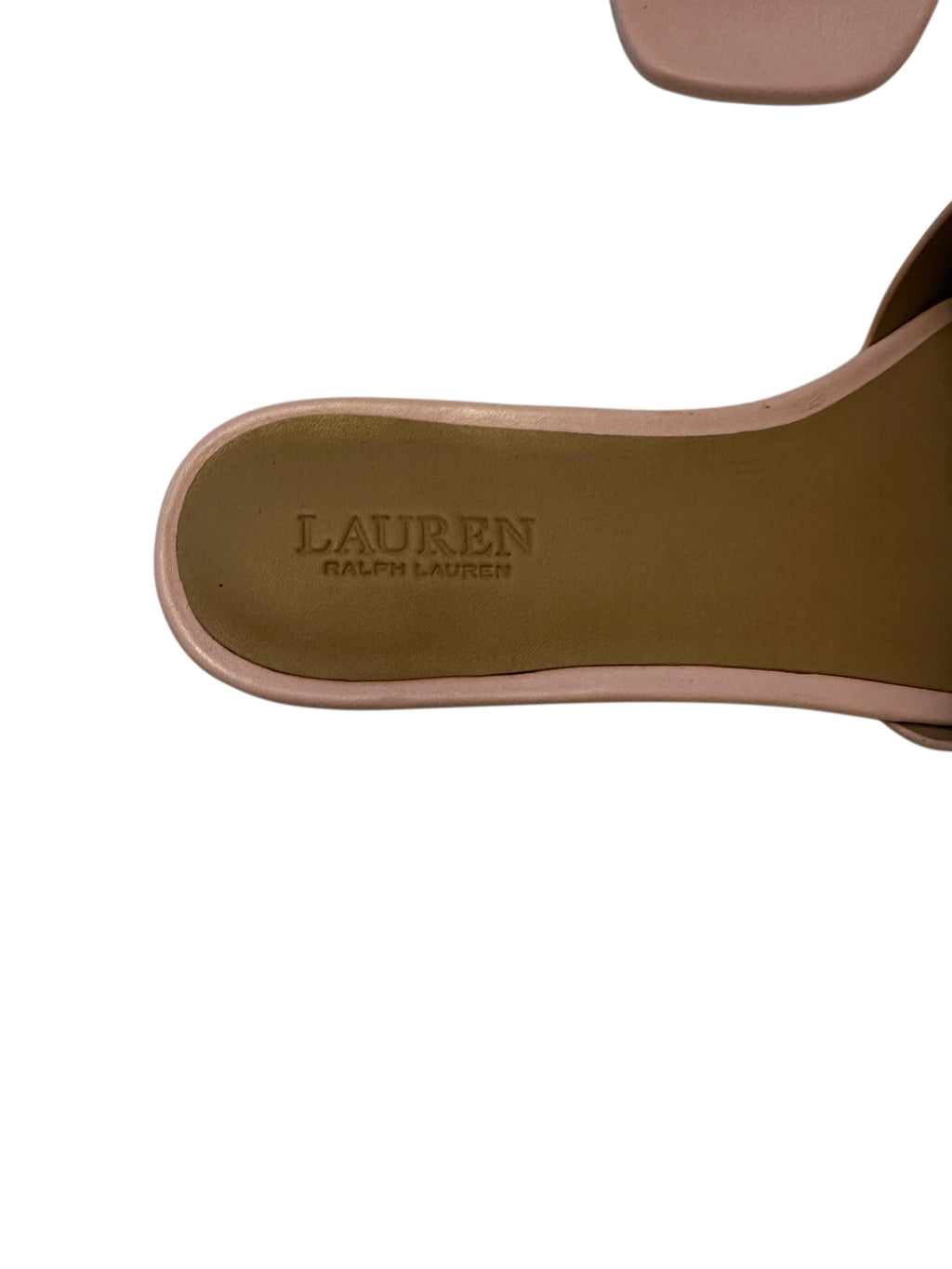 Lauren Ralph Lauren Pink Leather Slide Sandals with RL Logo
