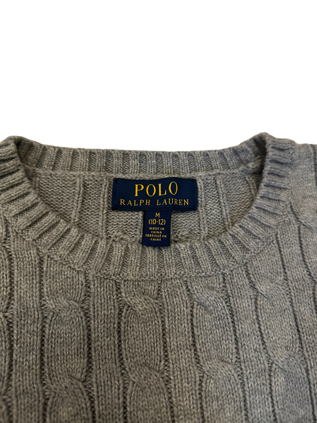 Polo Ralph Lauren Grey Cable-Knit Crew Neck Sweater