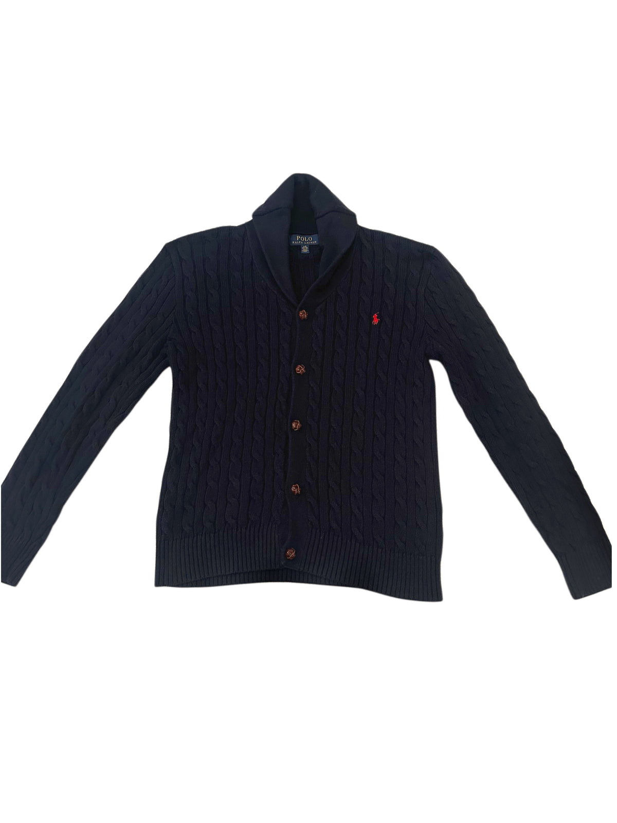 Polo Ralph Lauren Navy Cable-Knit Shawl Collar Cardigan