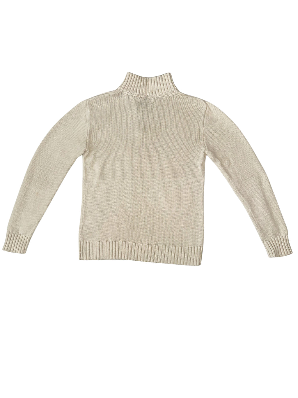 Polo Ralph Lauren Cream Cotton Chunky Knit Quarter-Zip Sweater