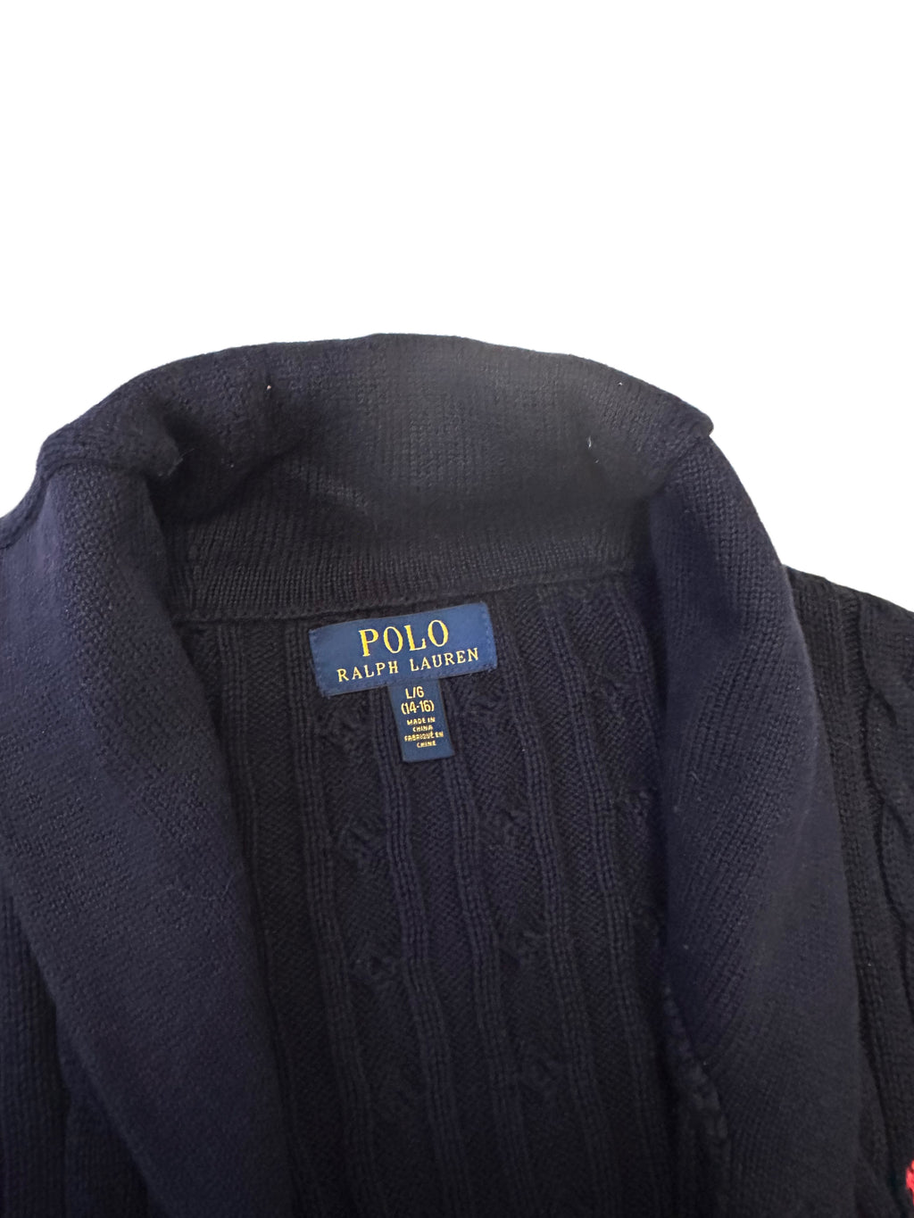 Polo Ralph Lauren Navy Cable-Knit Shawl Collar Cardigan