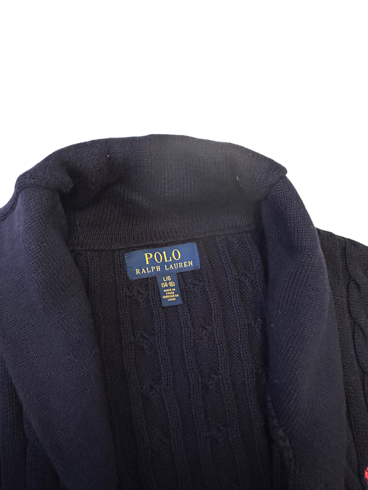 Polo Ralph Lauren Navy Cable-Knit Shawl Collar Cardigan