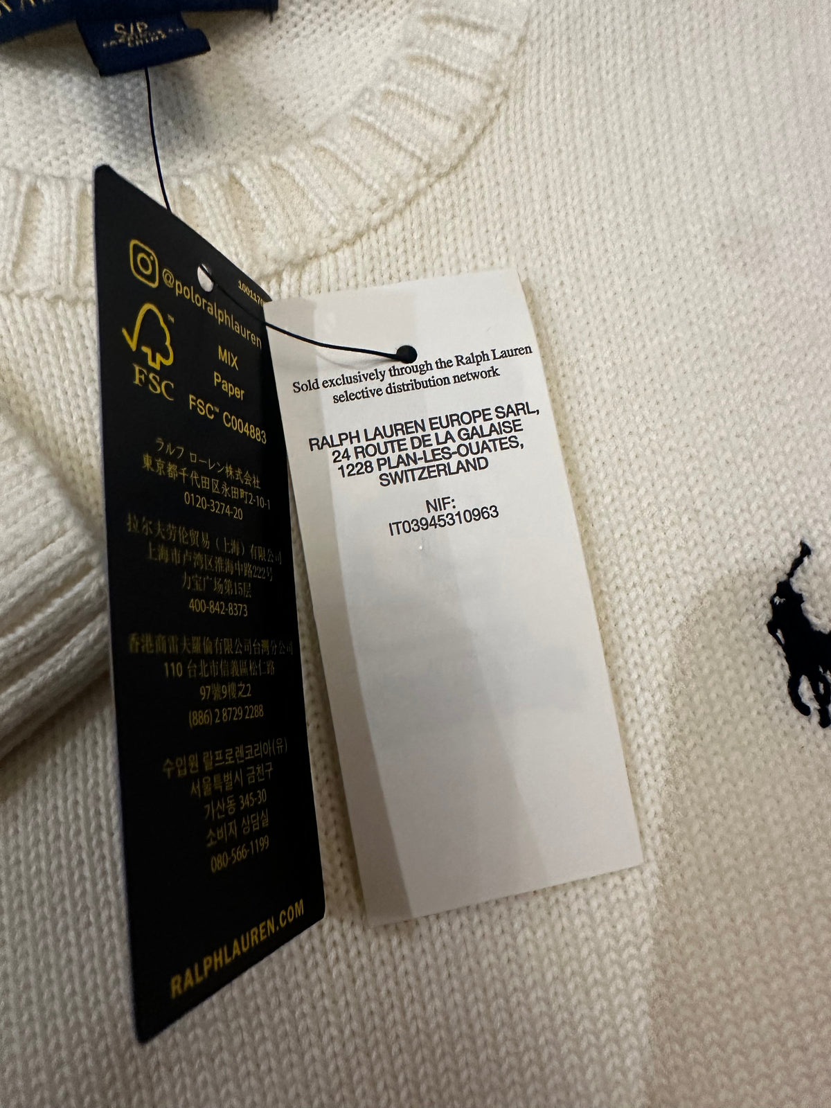 Polo Ralph Lauren Cream Cotton Knit Jumper