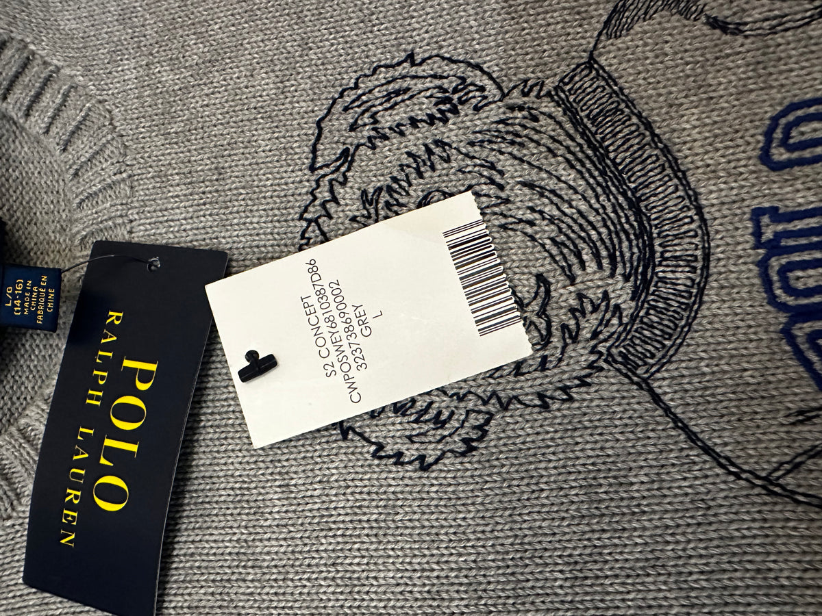 Polo Ralph Lauren Grey Polo Bear Knit Sweater