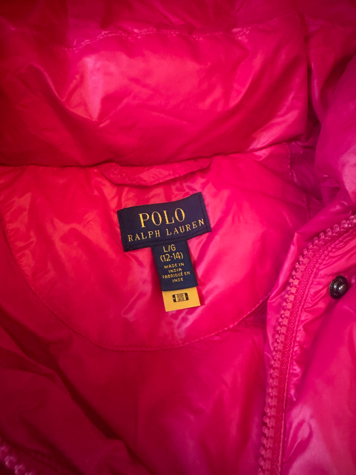 Polo Ralph Lauren Girls Hot Pink Hooded Down Puffer Jacket