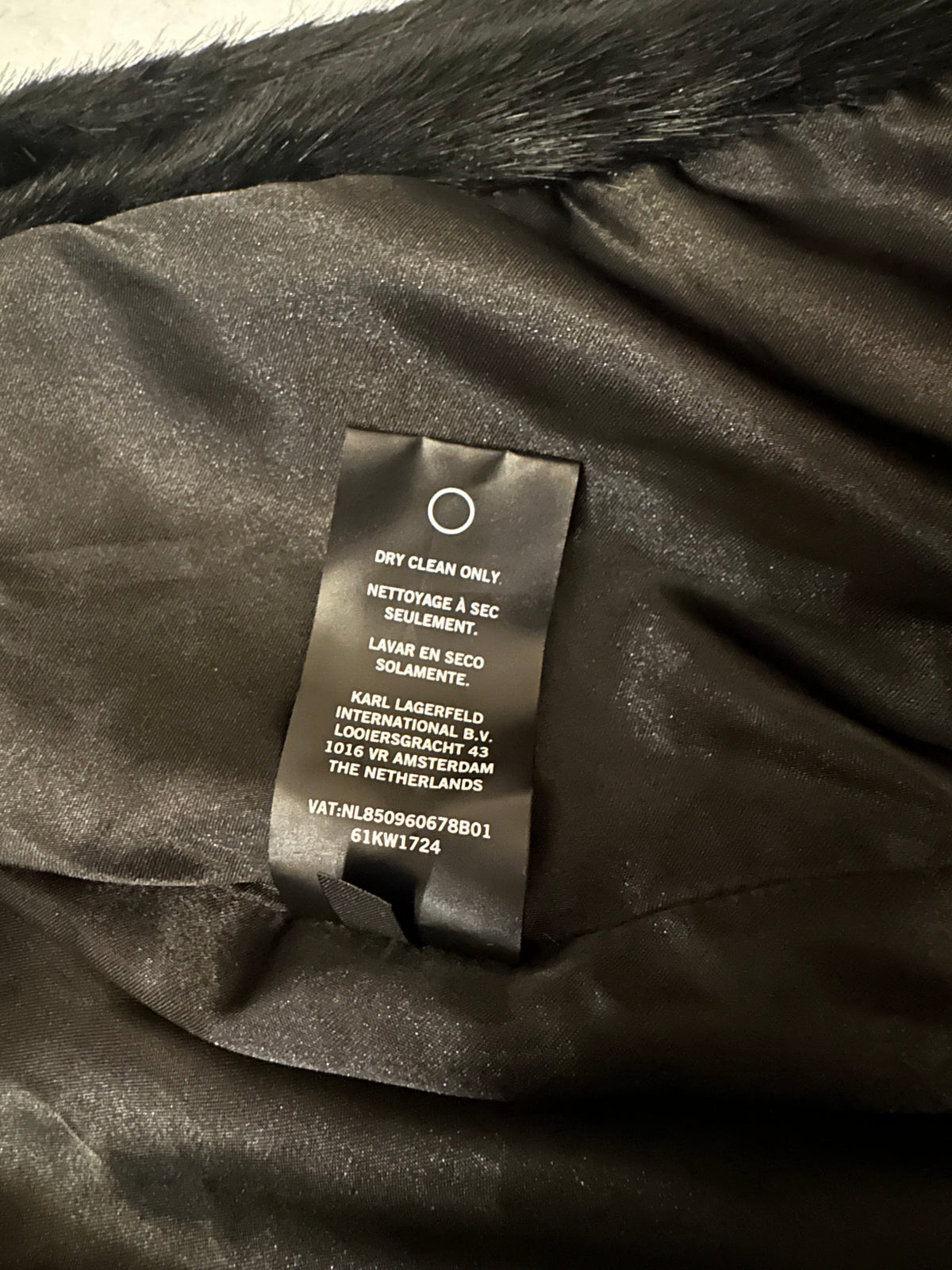 Karl Lagerfeld Paris Black Faux Fur Zip-Up Coat